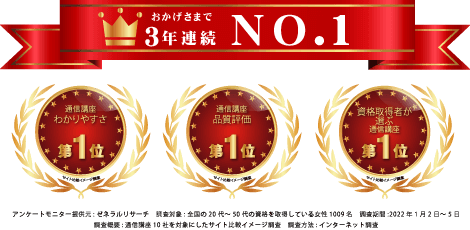 通信講座ランキング3年連続1位を受賞しました。